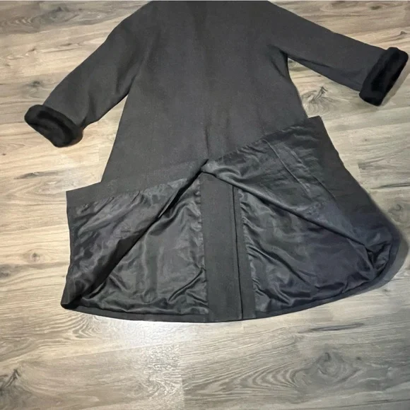 Donny Brook Womens Trench Coat Sz 14P Gray 100% Wool Lined Faux Fur Pocket - Picture 14 of 15